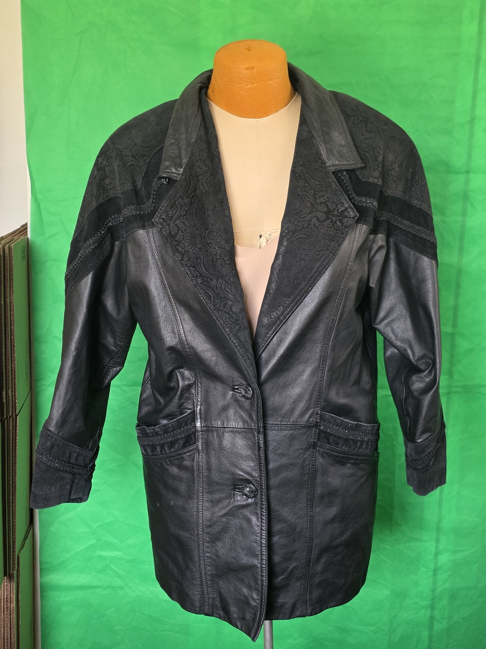 Jacqueline Ferrar Black Genuine Leather Jacket S Vintage 90s Made in Korea Y2K